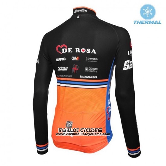 2016 Maillot Ciclismo DE Rose Noir et Orange Manches Longues et Cuissard